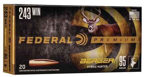 Buy Federal P243BCH1 Premium 243 Win 95gr Berger Hybrid Hunter 20 Rounds online