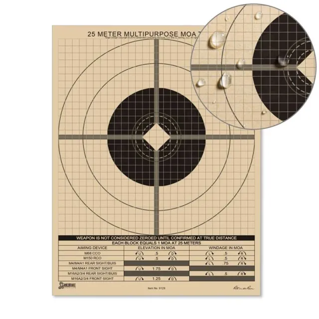 Rite in the Rain 25 Meter Multipurpose Zeroing Target MOA Adjustment