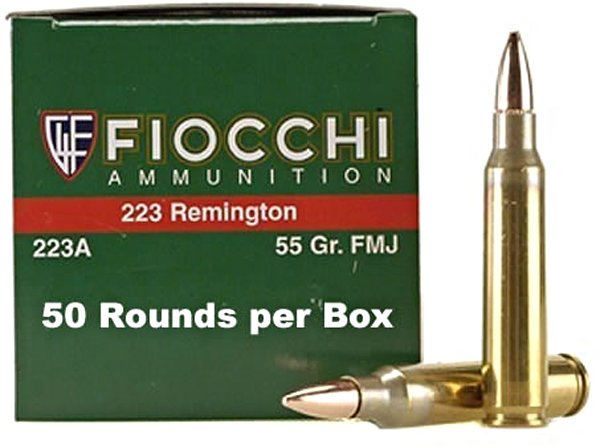 Buy Fiocchi .223 Rem Ammo 55 Gr FMJ 50rds online