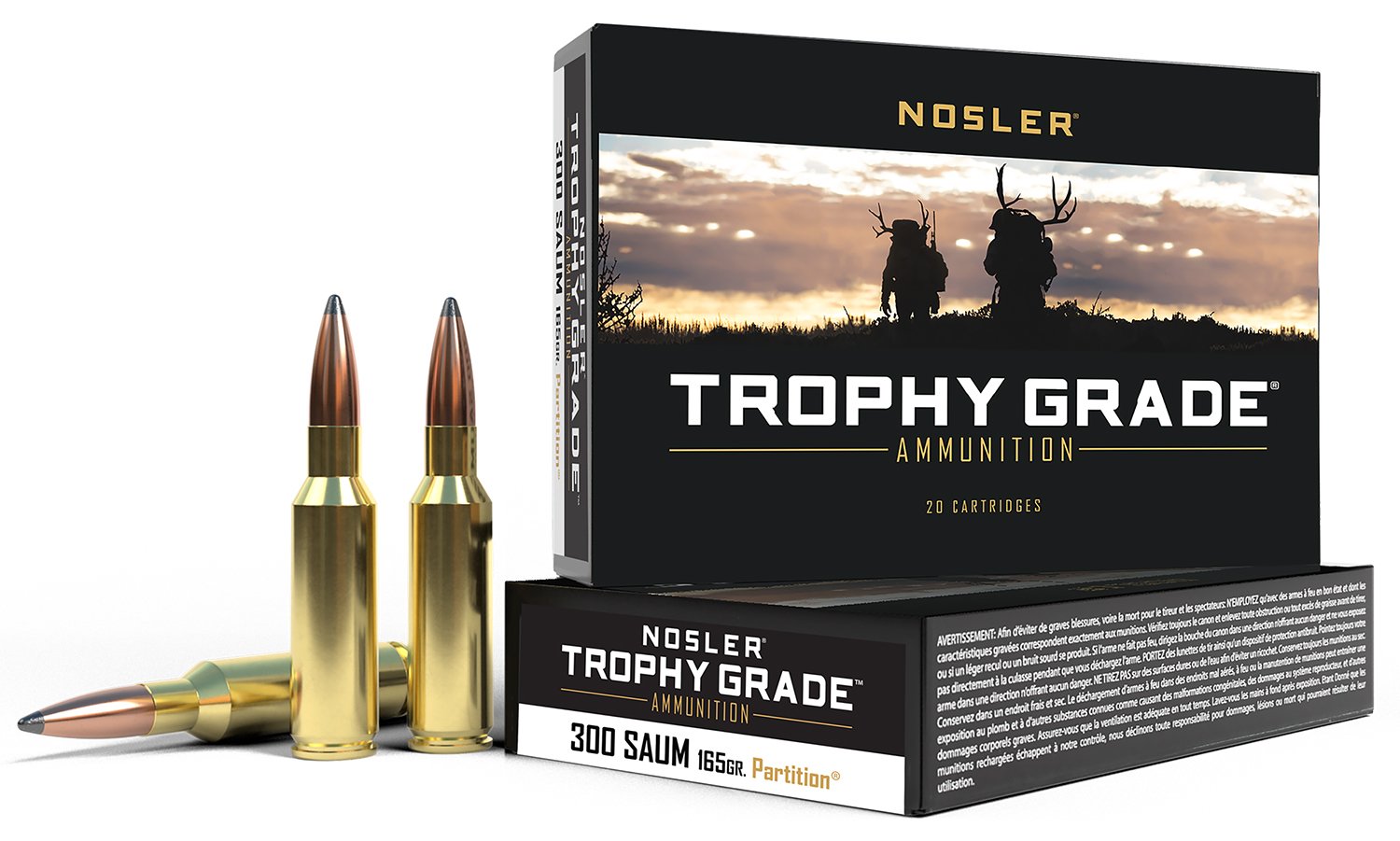Nosler 60061 Trophy Grade 300 Rem SAUM 165gr Spitzer Partition - Nosler - 300 Rem SAUM