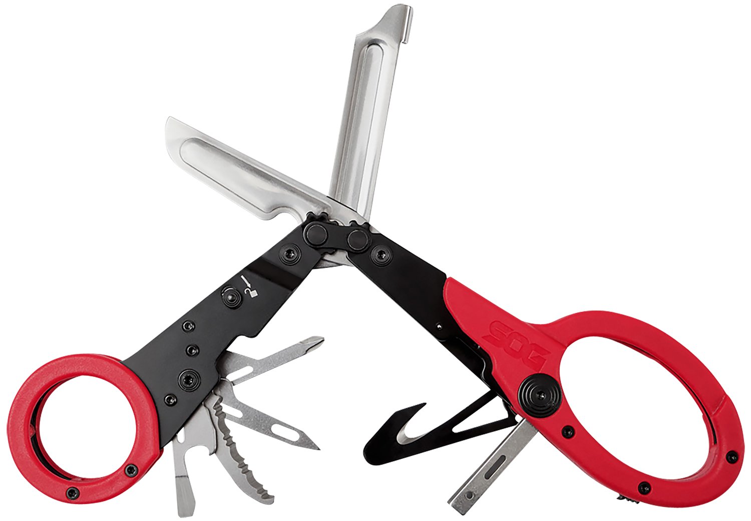 SOG ParaShears Multi-Tool for First Responders - 11 Tools, Red, 3Cr13 Steel - SOG