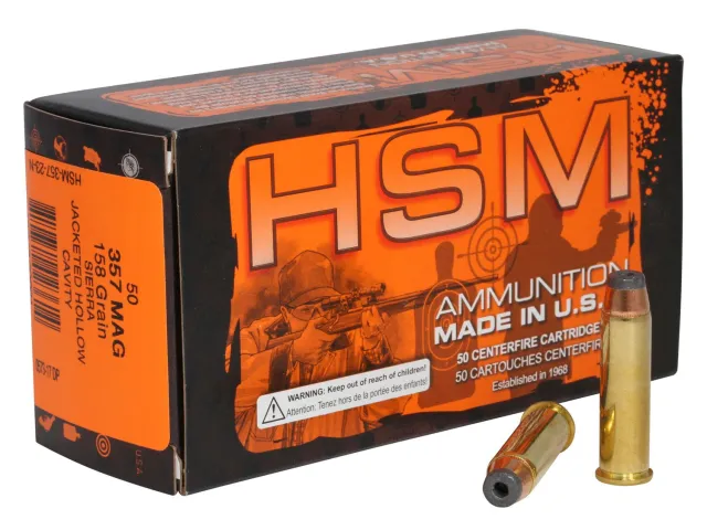 HSM 35723N Pro Pistol .357 Mag 158gr JHC Ammo 50 Rounds - HSM Ammunition - 357 Mag