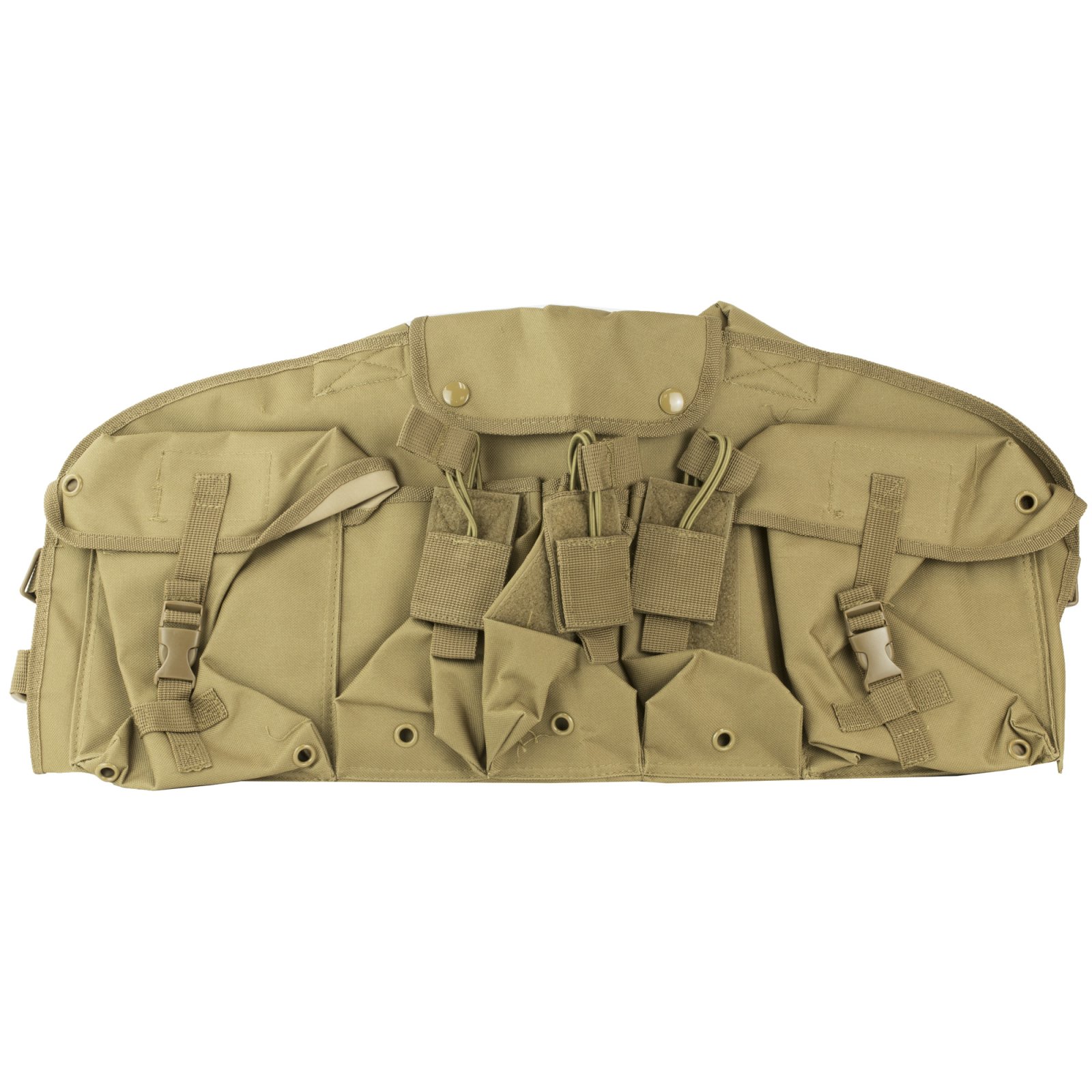 NcStar CVAKCR2921T AK Chest Rig Tan, Holds 6 AK Mags, Nylon, Belly Pouch - NcSTAR