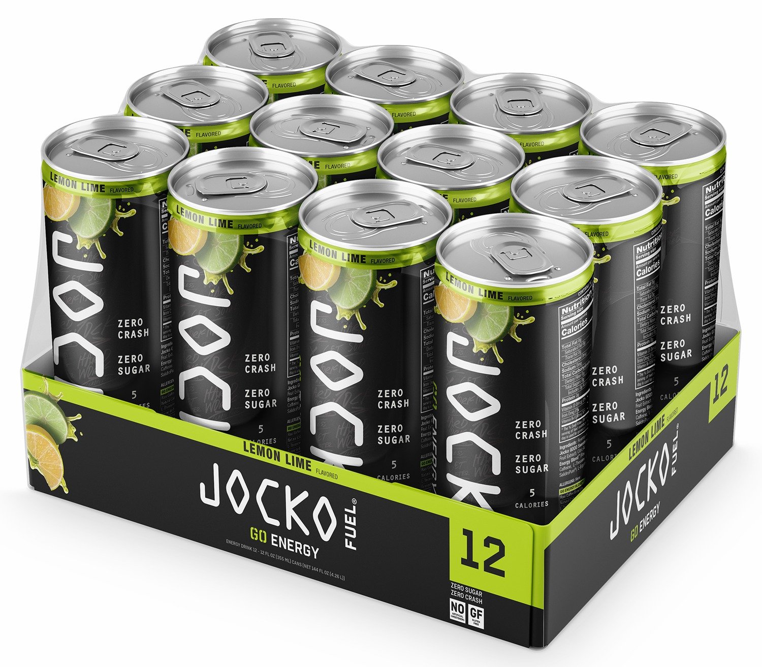 Jocko Fuel 29006 Lemon Lime Energy Drinks 12oz 12Pack - JOCKO