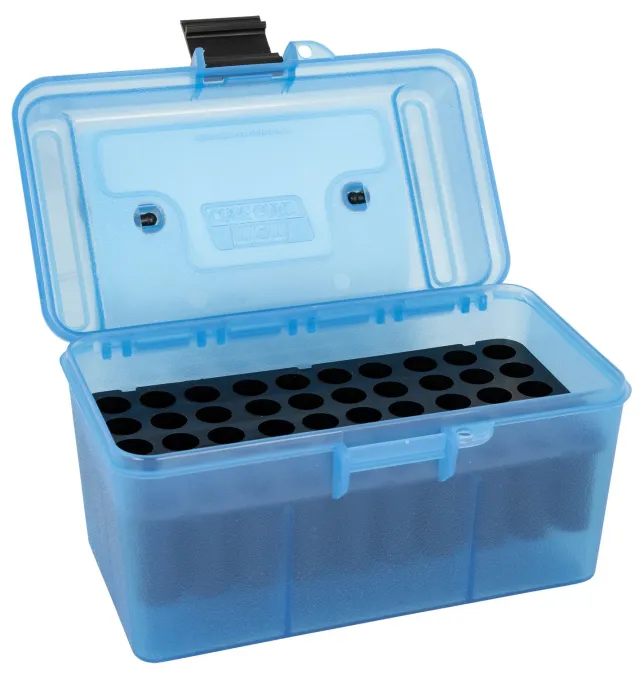 Buy MTM Case-Gard Deluxe H-50 Series Medium Rifle Ammo Box - Clear Blue, 50 Round Capacity online