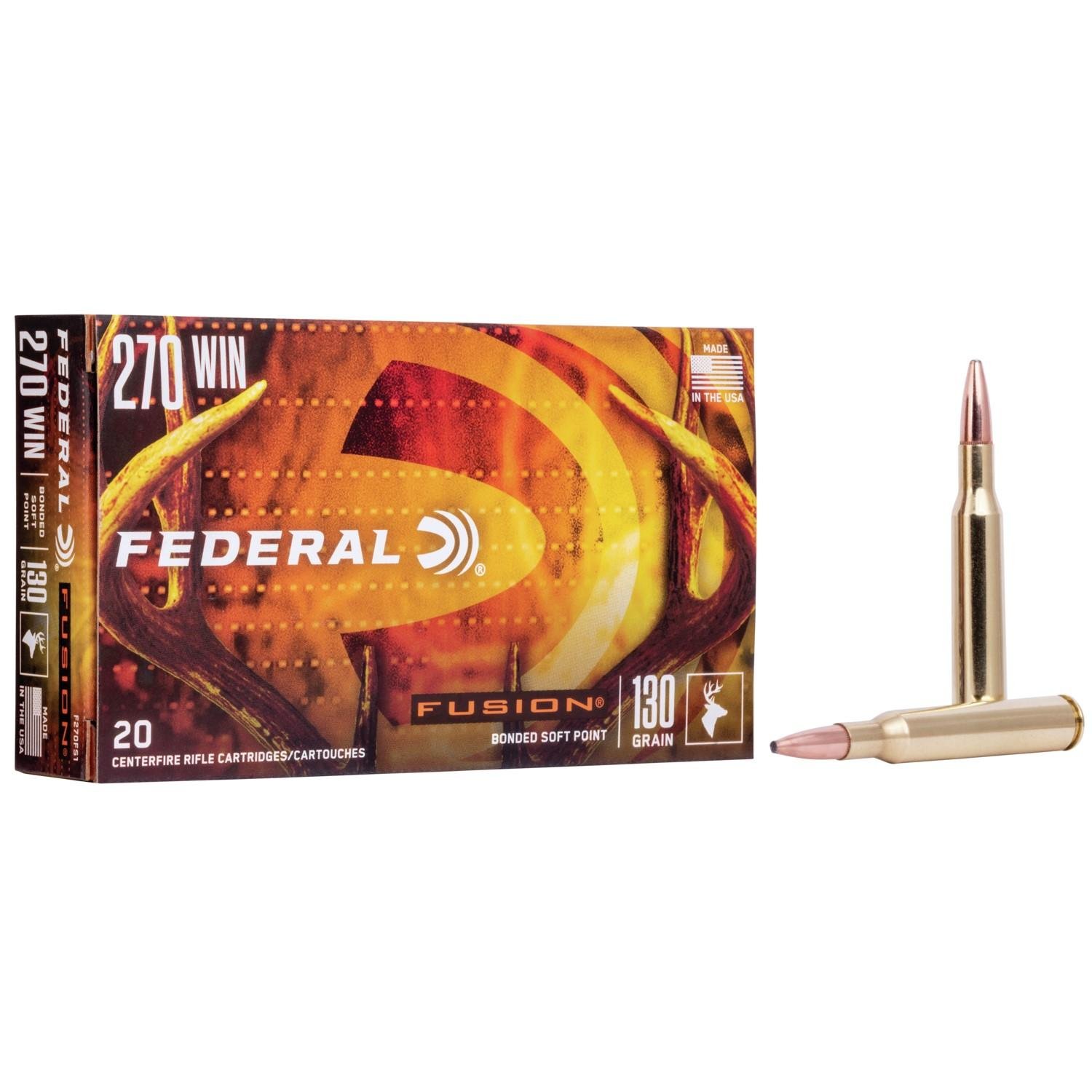 Federal F270FS1 270 Win 130 Grain Bonded Soft Point Ammo 20 Rounds - Federal Premium Ammunition - 270 Win