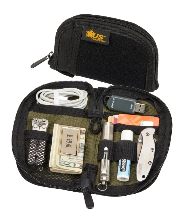US PeaceKeeper EDC Pocket Organizer 3.5"x6" 1000 Denier Nylon Black/Olive - US Optics