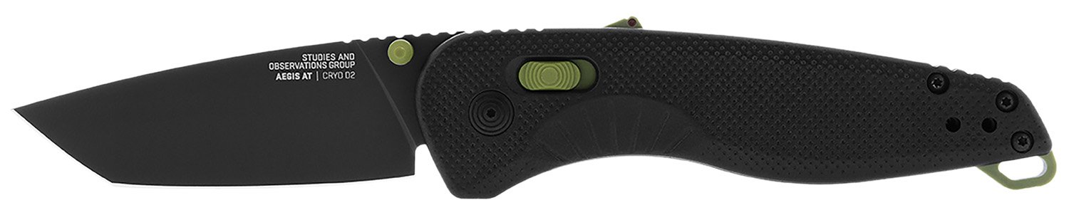 SOG SOG11410941 Aegis AT 3.13" Folding Knife, Black TiNi Cryo D2 Blade - SOG
