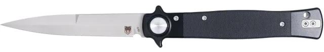 CobraTec Stiletto Button Lock G10 Knife Folding Blade Black/Satin - CobraTec Knives