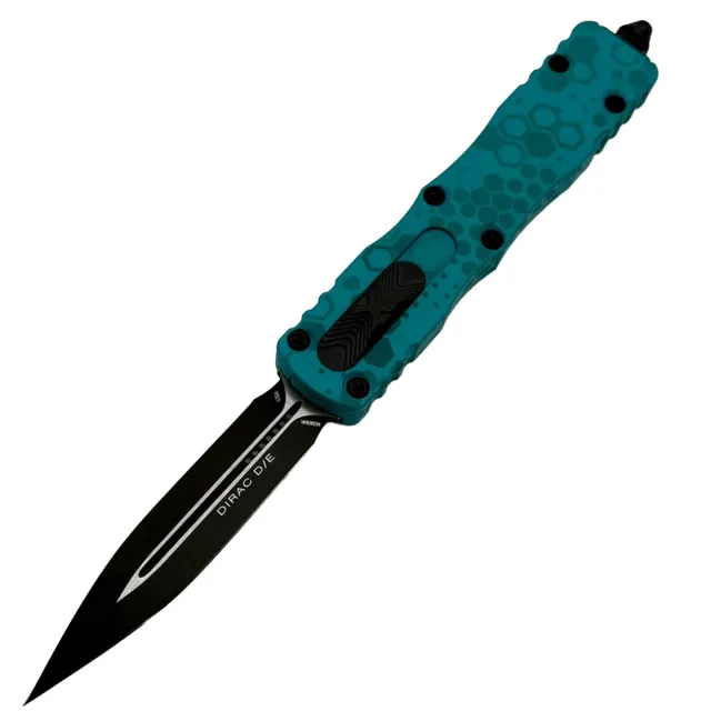 Microtech Dirac OTF 2.92 In D/E Cyan Hex Camo ALU Handle - MICROTECH