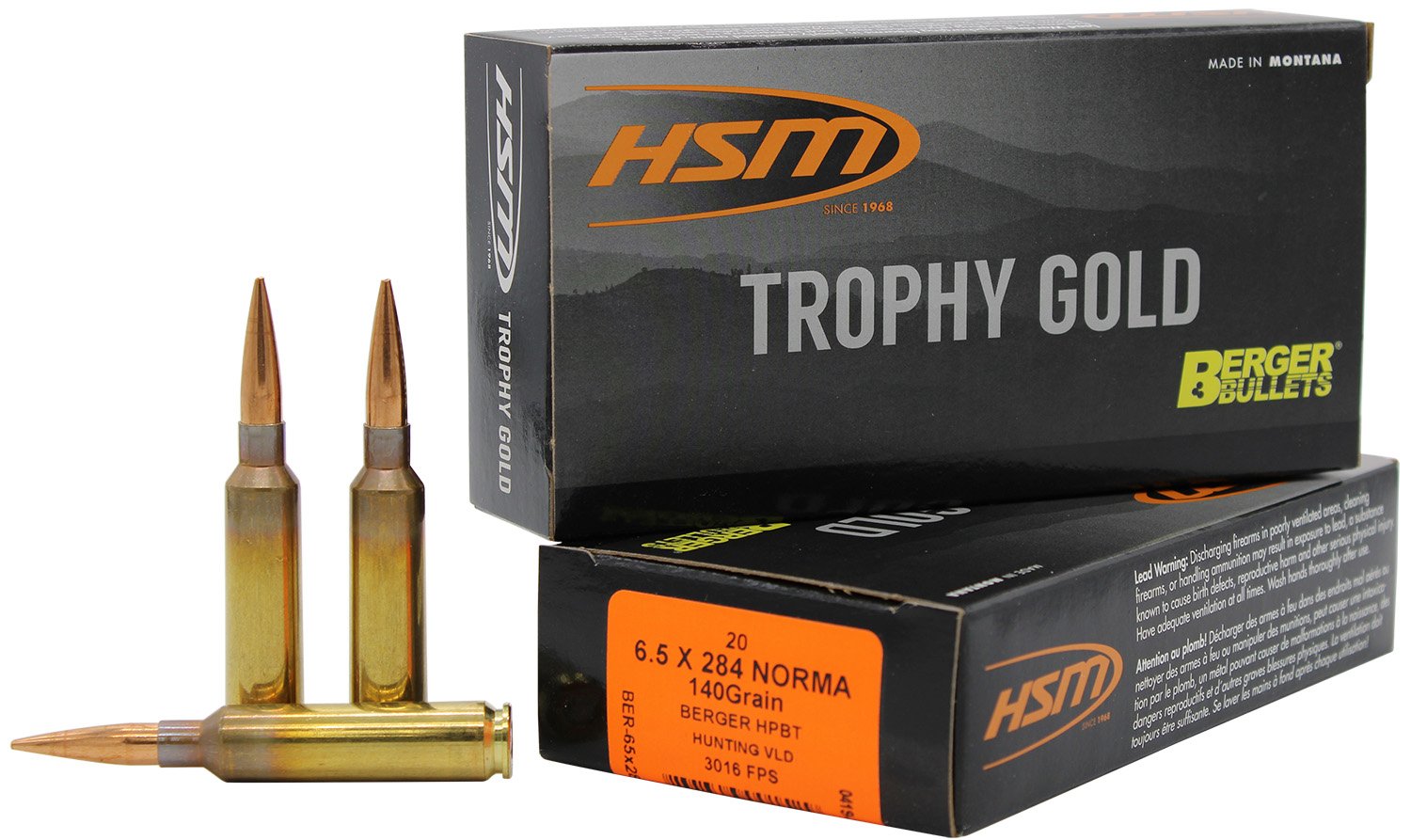 HSM 65X284140VLD 6.5x284 Norma 140gr Berger VLD 20 Rounds - HSM Ammunition - 6.5x284 Norma