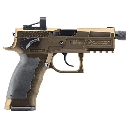 B&T MK-II 9MM 4.3" 17RD TAN THREADED, OPTICS READY (DOES NOT INCLUDE OPTIC)
