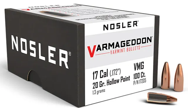 Nosler Varmageddon .17 Caliber .172" 20Gr FBHP 100rd Box Bullets (17205) - Nosler - 17 Caliber