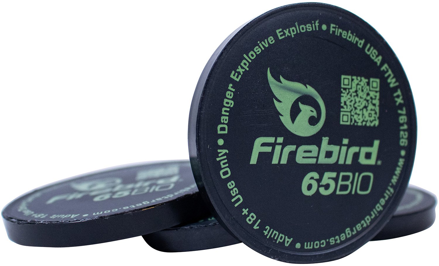 Firebird 65 BIO Biodegradable Target 65mm Black/Green 10 Pack - FIREBIRD - 65MM