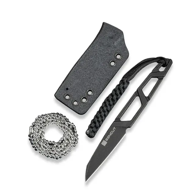 SENCUT TEXO 1.97In 9Cr18MoV Reverse Tanto PlainEdge Black Kydex