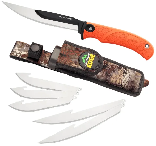 Outdoor Edge RazorMax RMB20C Knife 6 Blades Blaze Orange Handle - Outdoor Edge