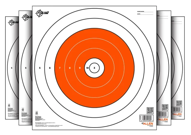 Allen EZ Aim Paper Bull's-Eye Target 12x12 White/Orange 12pk - Allen Company
