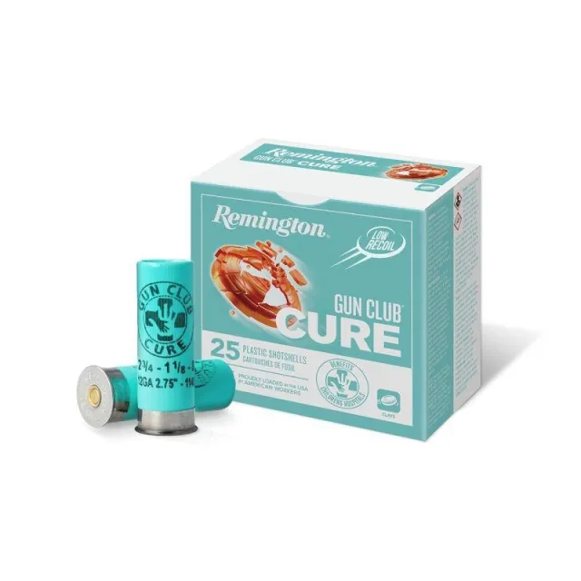 Remington R20031 Gun Club Cure, 12GA Shell, 2-3/4 Length, 1100 Velocity, 1-1/8 Oz Shot, Size 8, 25 Rounds