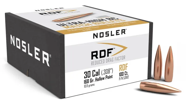 Nosler 53182 RDF .30 Caliber .308 168 Grain HPBT 100 Count Boat Tail - Nosler - .308