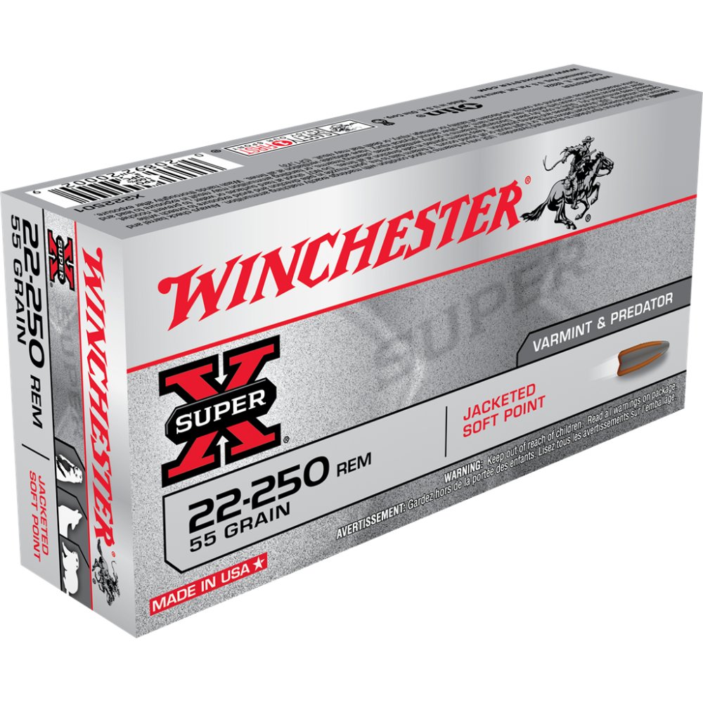 Winchester Super-X 22-250 Remington 55gr JSP 20 Rounds Box - Winchester - 22-250 Rem
