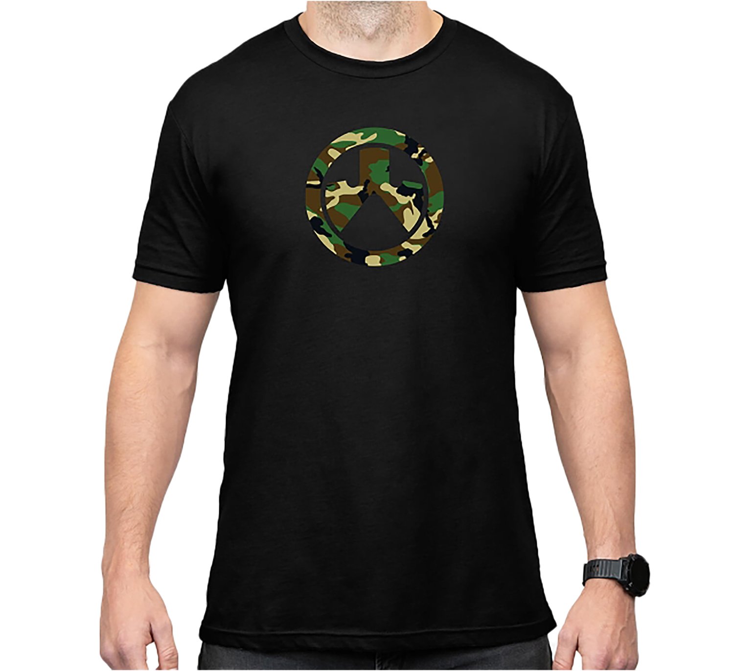 Magpul MAG1225-001-S Woodland Camo Black Cotton/Poly Short Sleeve Small