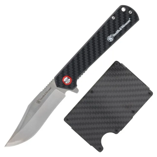 Smith & Wesson 1227072 Knife/Wallet Combo Carbon Fiber Handle Promo Q4