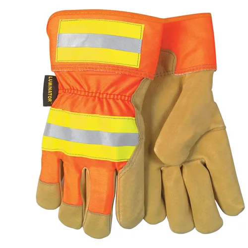 MCR Safety Reflective Pig Leather Palm Work Gloves Orange - MCR Safety for sale at Smoke Wagon Firearms