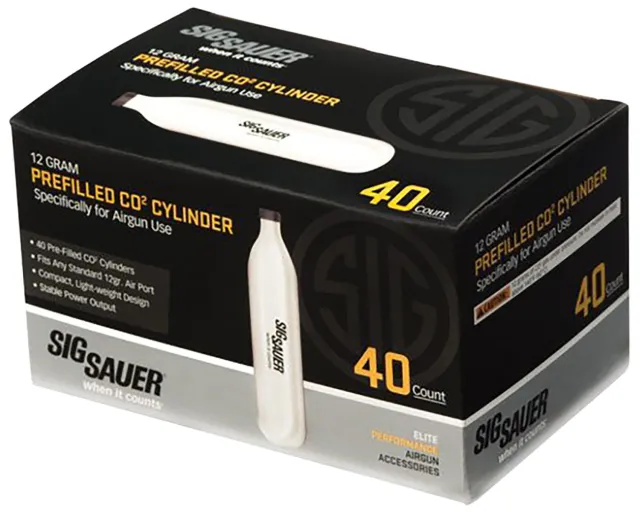 Sig Sauer AC1240 CO2 Cartridges, 12g, 40-Pack, Silver - Sig Sauer