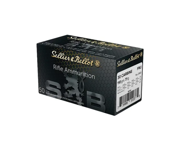 Sellier & Bellot SB30A 30 Carbine 110gr FMJ Ammo 50/Box - Sellier & Bellot - 30 Carbine