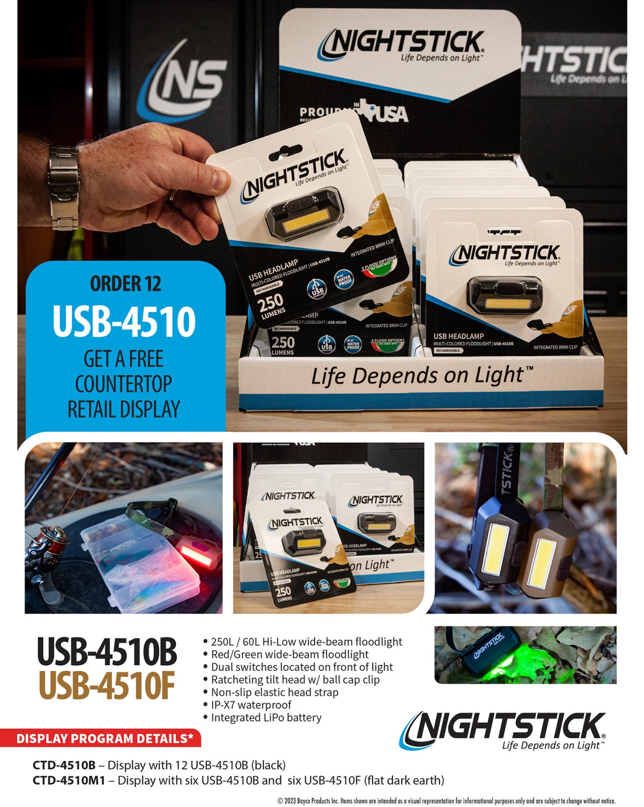 Buy NightStick CTD4510M1 6 USB-4510B 12.00" Multi-Flood Headlamp online