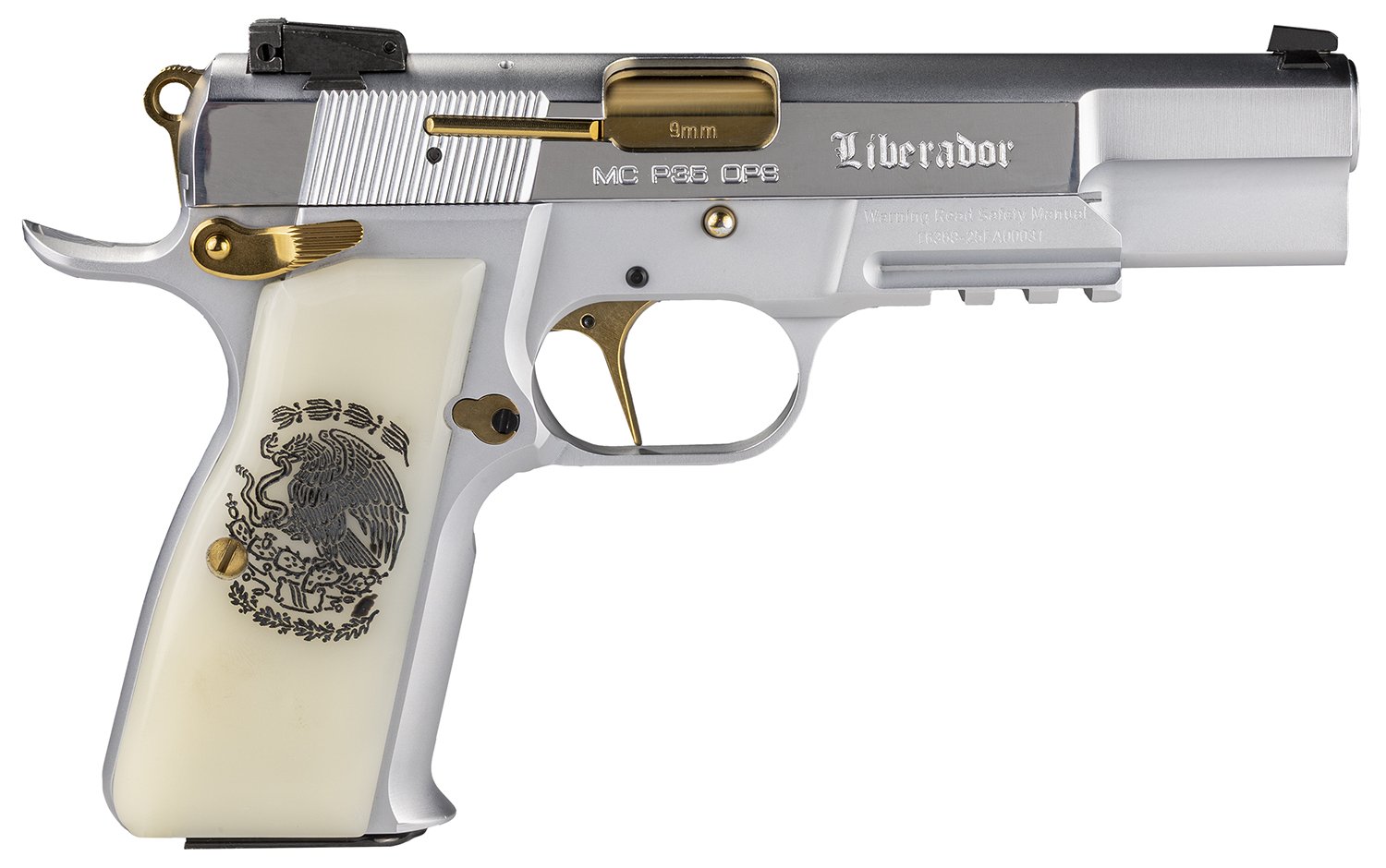 Buy Girsan 391455 MCP 35 Liberador 9mm Luger, OPS with Accessory Rail, Gold Controls, Pearl Engraved Grips online