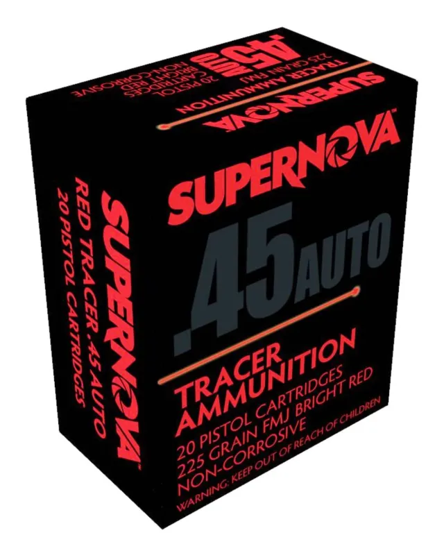 Piney Mountain PMSN45ACR Supernova 45ACP 225gr Red Tracer FMJ 20 Rounds - SUPERNOVA - .45 ACP/Auto