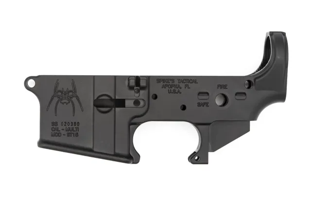 SPIKES TACTICAL STRIPPED LOWER RECEIVER MULTI CAL, SPIDER W/ FIRE/SAFE--COSMETIC BLEM
