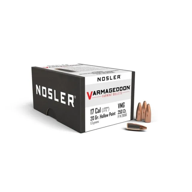 Nosler Varmageddon .17 Caliber 20gr FBHP Bullet, Lead-Alloy Core, Copper-Alloy Jacket, 250 Count, 29066 - Nosler - 17 CALIBER