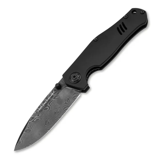 BOKER Z-28 3.15In Drop Point Plain Edge Black Damascus - BOKER