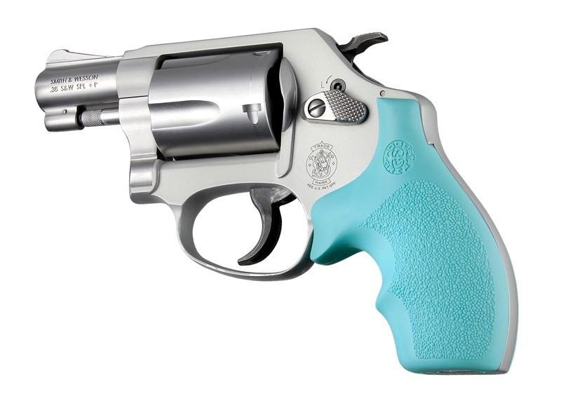 Hogue 61004 Rubber Bantam Grip Aqua for S&W J-Frame Round Butt - Hogue