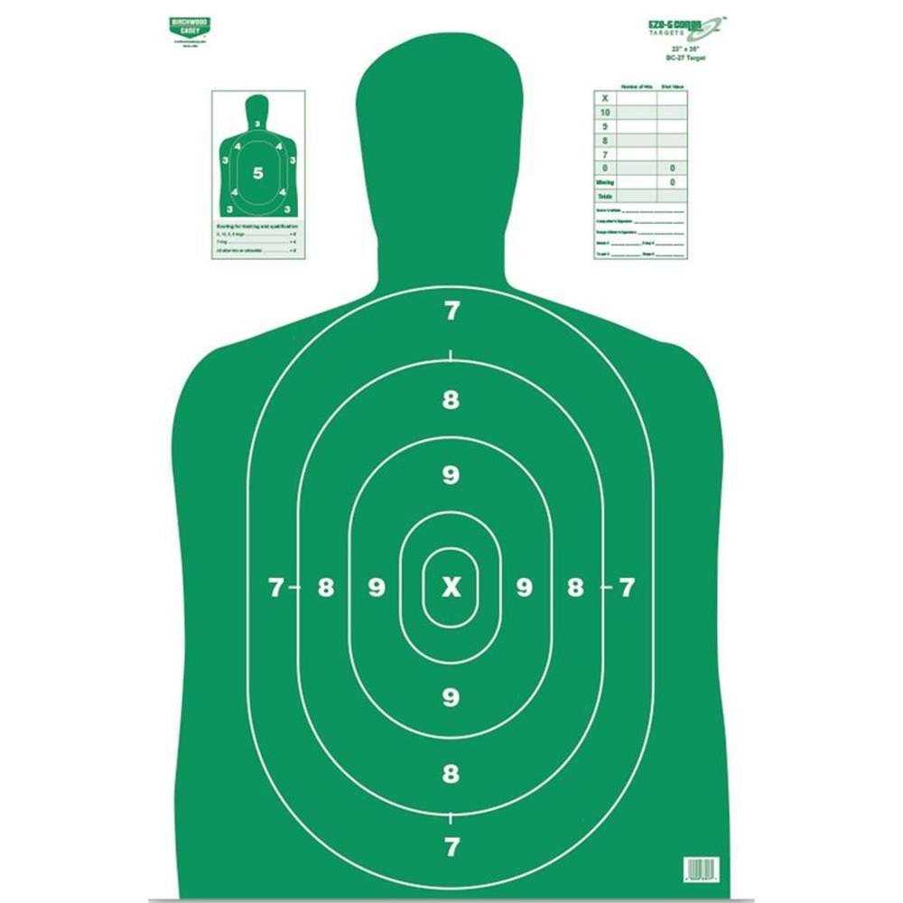 Birchwood Casey 37015 EZE-Scorer Green Target Silhouette Paper Hanging 23" x 35" 5 Pack - Birchwood Casey