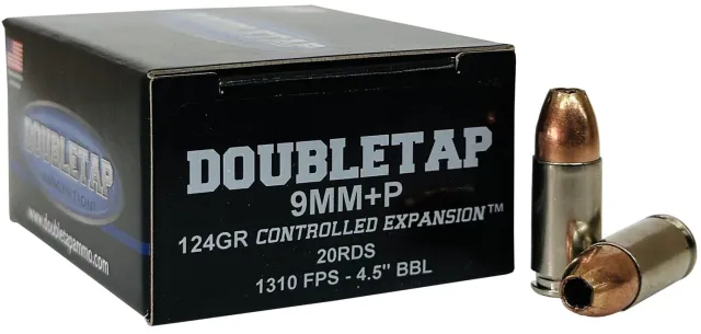 Buy DoubleTap 9MM124HP20 9mm+P 124gr JHP Controlled Expansion Ammo 20/Box online