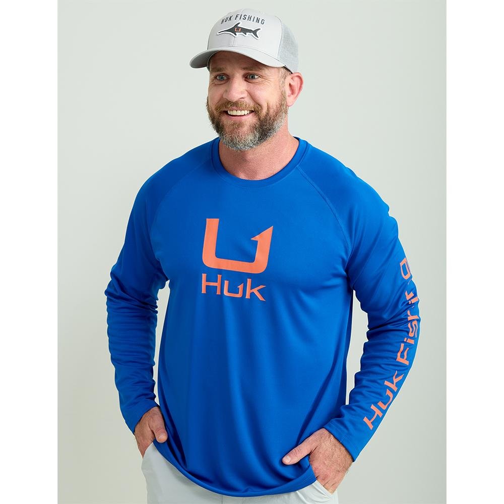 Buy Huk H1200573-460-XXL Icon Crew Long Sleeve Shirt Ocean Blue 2XL, 50+ UPF online