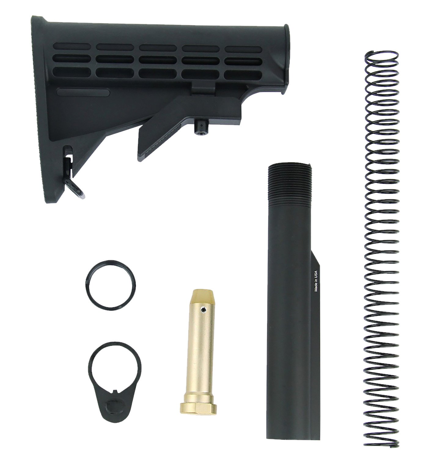 TacFire MAR084 Mil-Spec M4 Stock Kit Black 6-Position Buffer Tube - TacFire