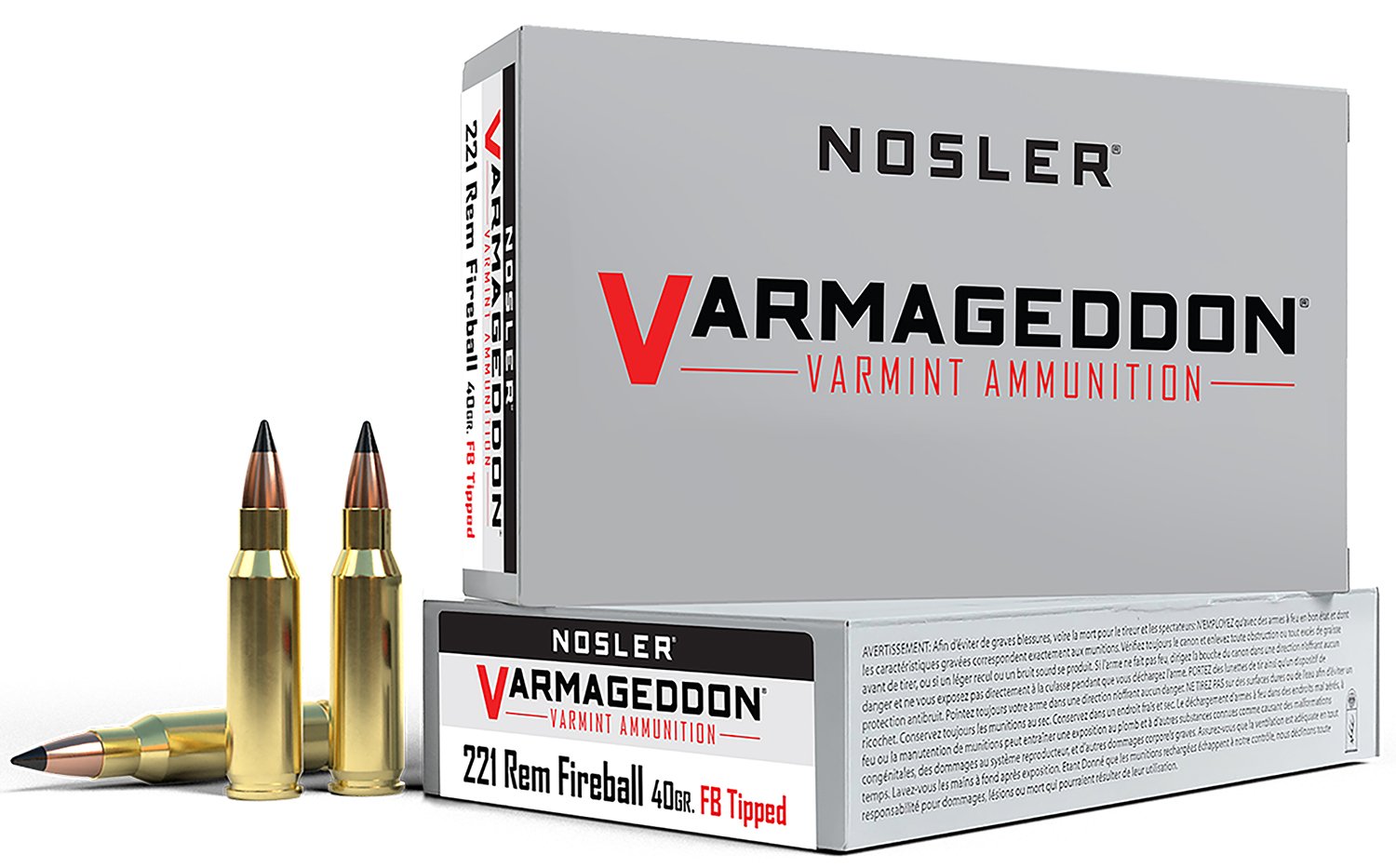 Nosler Varmageddon 221 Rem Fireball 40 gr Flat Base Tipped 20 Box - Nosler - 221 Rem Fireball