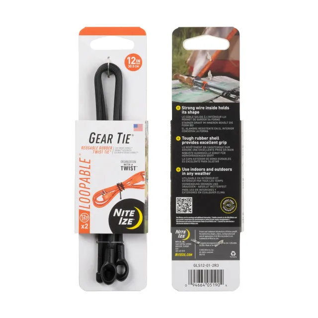 Nite-Ize Gear Tie Loopable Twist Ties 2-Pack Reusable Vinyl-Coated