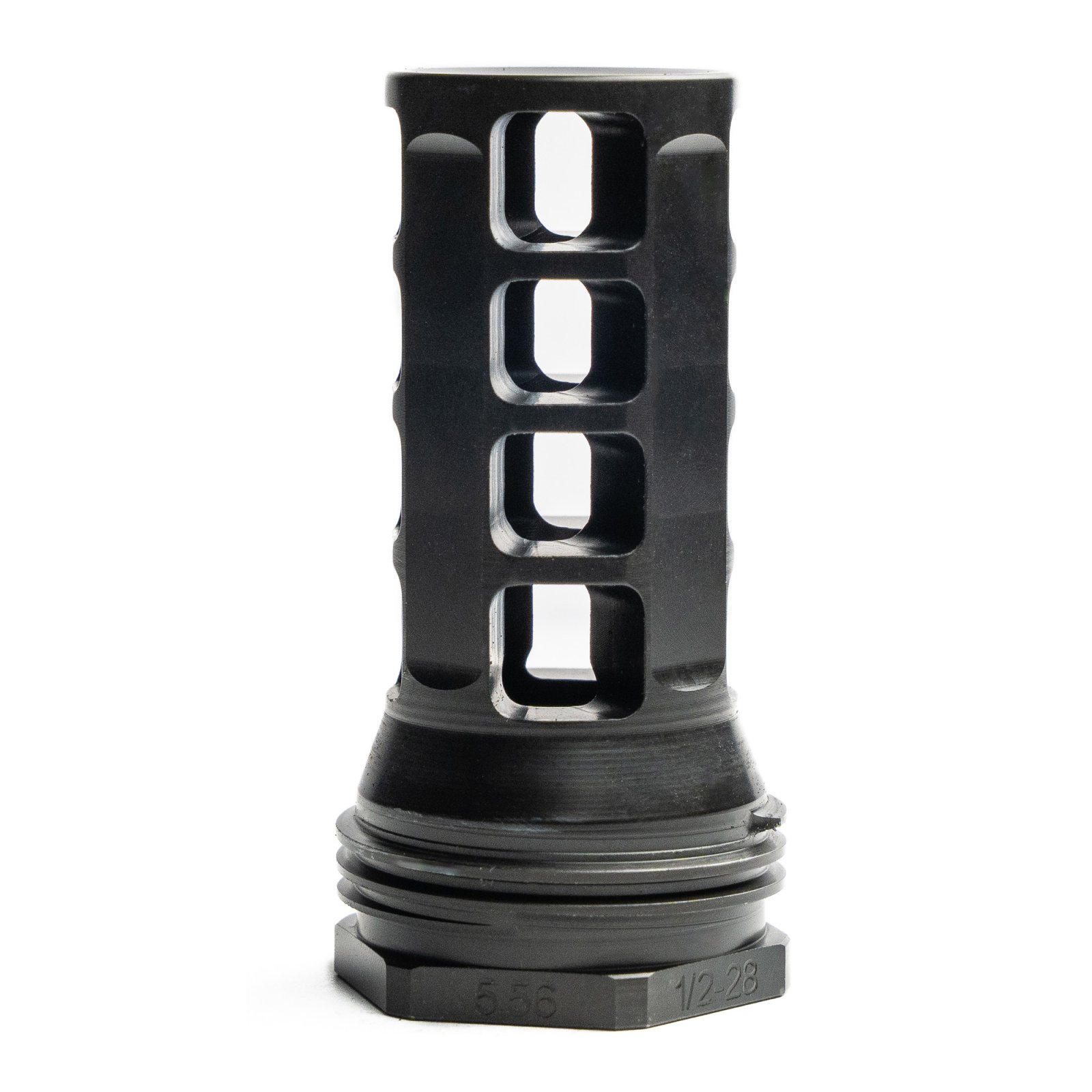 OSS HX-QD 338 Muzzle Brake, 5/8-24 Thread, Lightweight 3.2 oz, 2.3-inch Length, Black Finish - HUXWRX - 338 CALIBER