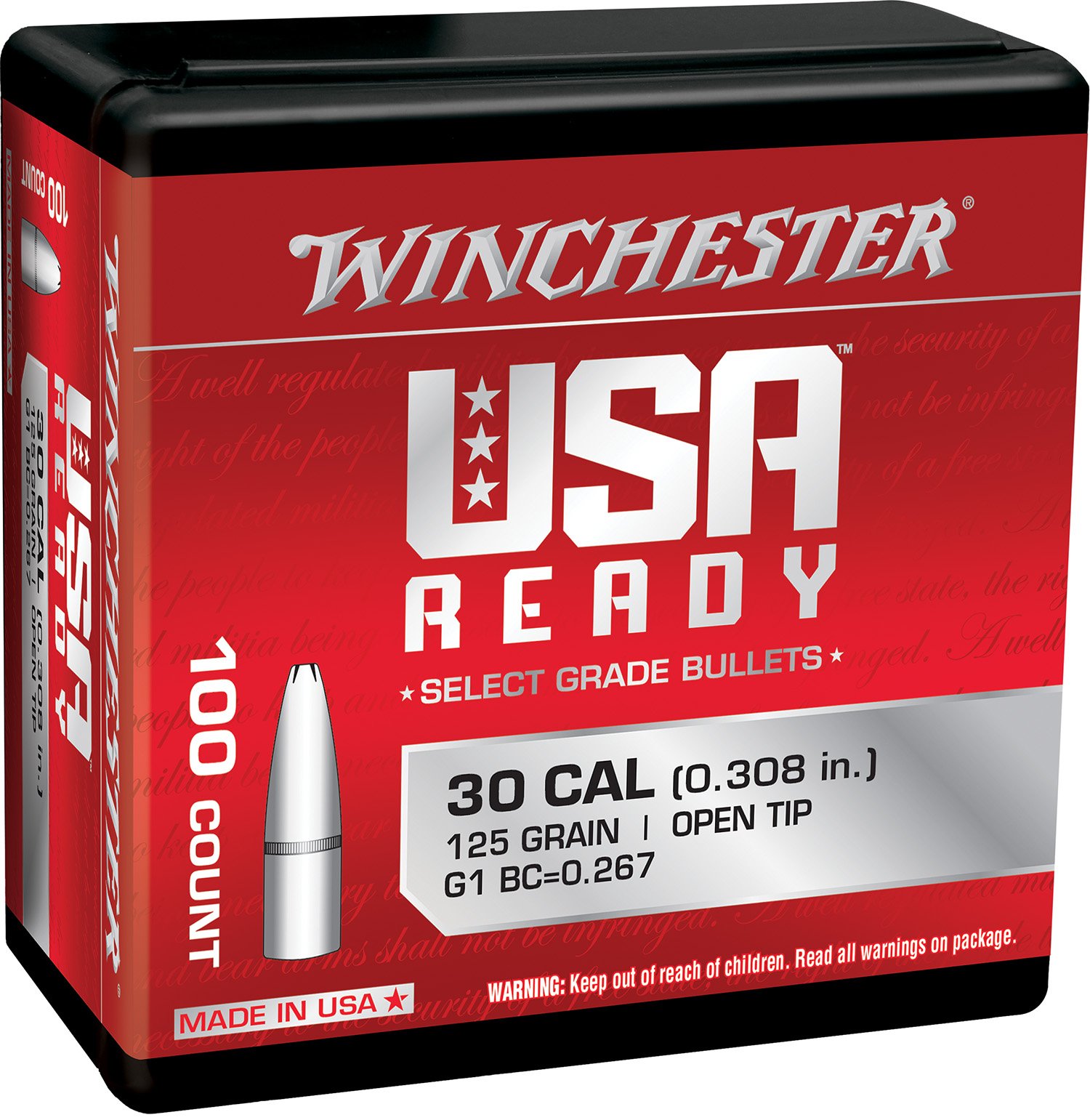 Winchester Ammo WBR30125 Centerfire Rifle 308Win 125gr Open Tip 100 Per... - Winchester - 30 CALIBER