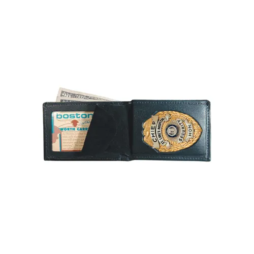 Boston Leather Billfold Style Badge Wallet Leather ID Organizer
