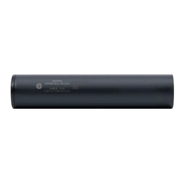 Gemtech SHIELD Titanium Quickmount Suppressor, 5.56MM NATO, 32 dB Reduction, 7" Length, 1.5" Diameter, 16.3 oz, High Temp Black Cerakote Finish