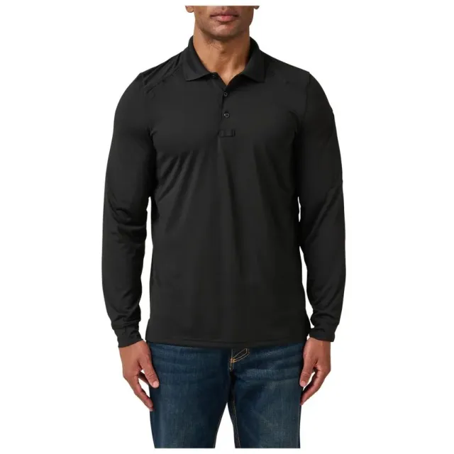 5.11 Tactical Helios L/S Polo Black 2XL Moisture-Wicking Quick-Dry