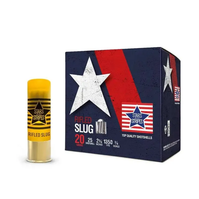 PPU Stars & Stripes Rifled Slug Shotshells 20ga 2-3/4" 3/4 oz 1350 fps - TRZ Trading Inc.