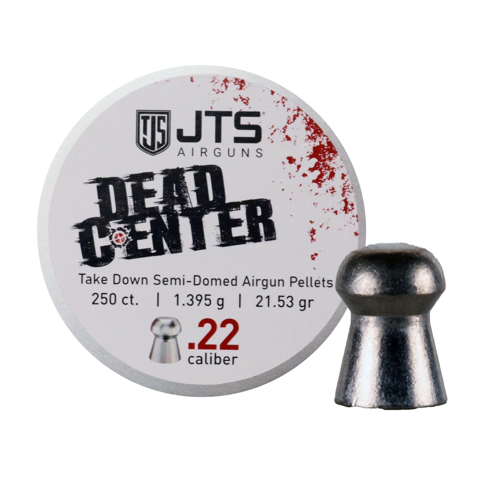 JTS Dead Center .22 Pellet 21.53 Grain Semi Domed Tip 250ct - JTS - .22 PELLET
