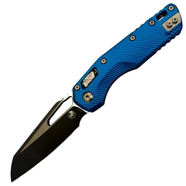 Microtech MSI 3.88 In Wharncliff S/E Black Blue Aluminum Handle - MICROTECH for sale at Iron and Lace